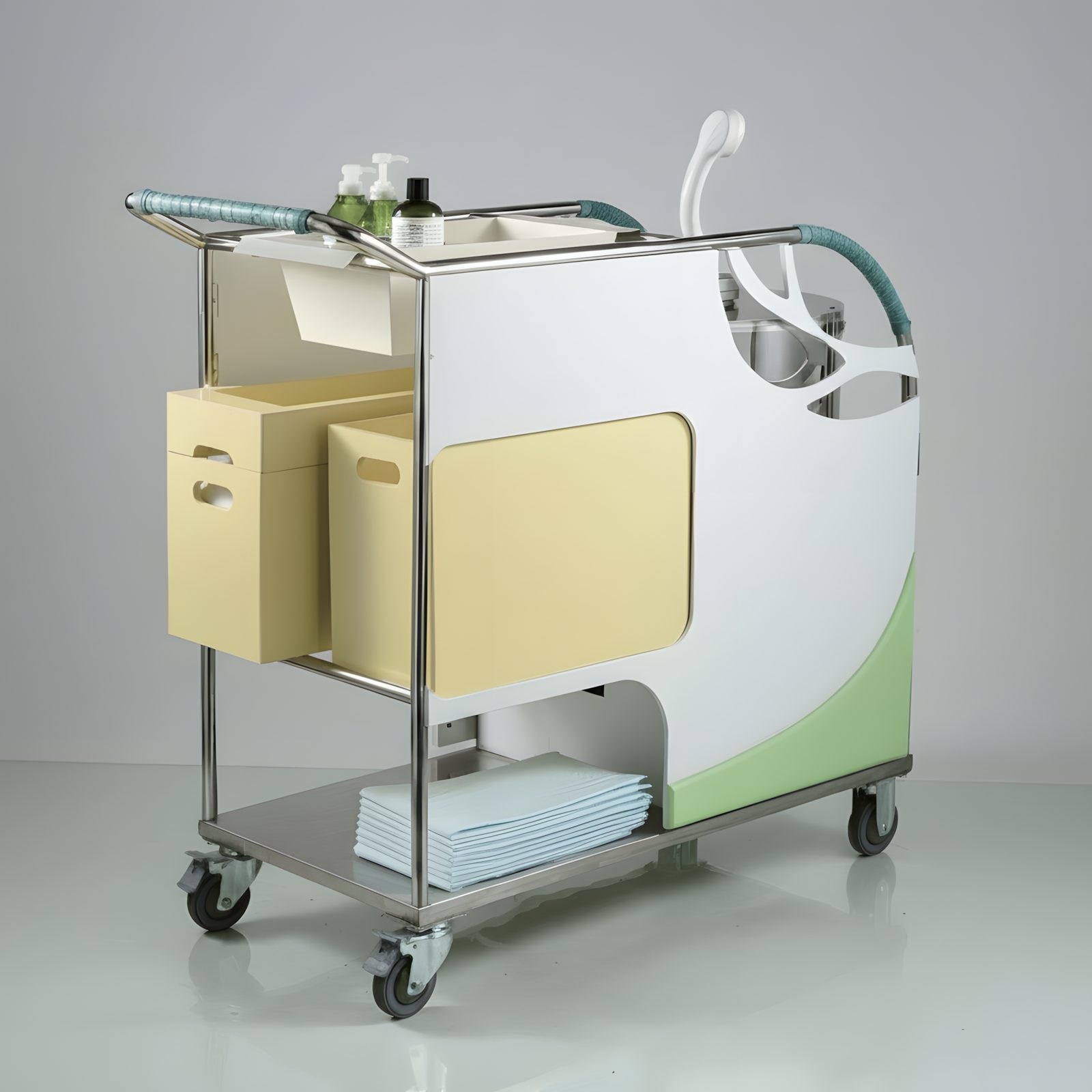 Studio hero: Wash Enjoy trolley, finished prototype, three-quarter view.